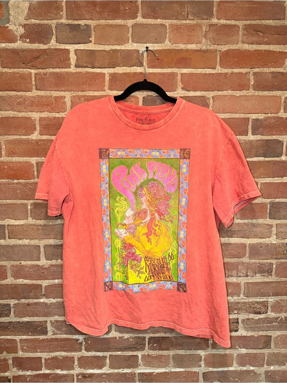 Pink Floyd Coral Tee with Neon Psychedelic Poster Art